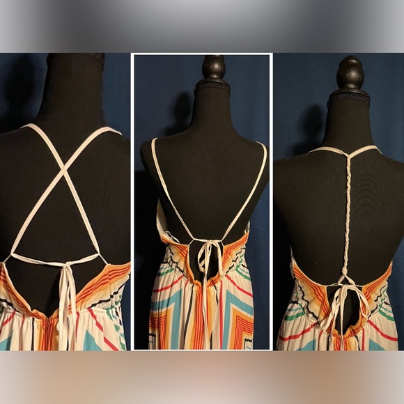 Flying Tomato multicolor halter back maxi dress sz small - Picture 6 of 7